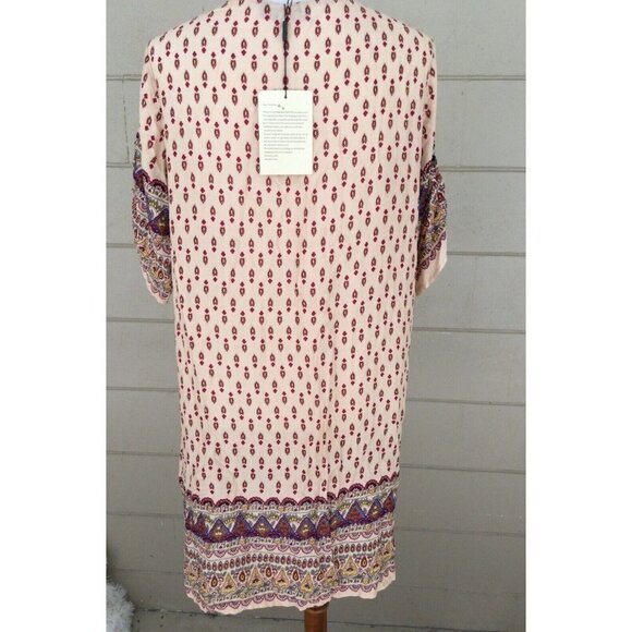 Aranee Summer Boho Tunic Dress Size Medium Colorful Shift Tasseled Tie Neck New - Picture 4 of 11